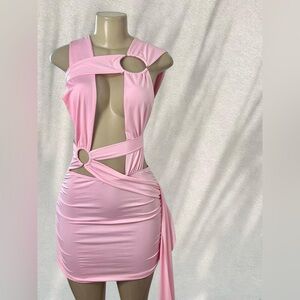 Pink Cut-Out Mini Dress | Open Back Tie • Ruched Detail 💕✨